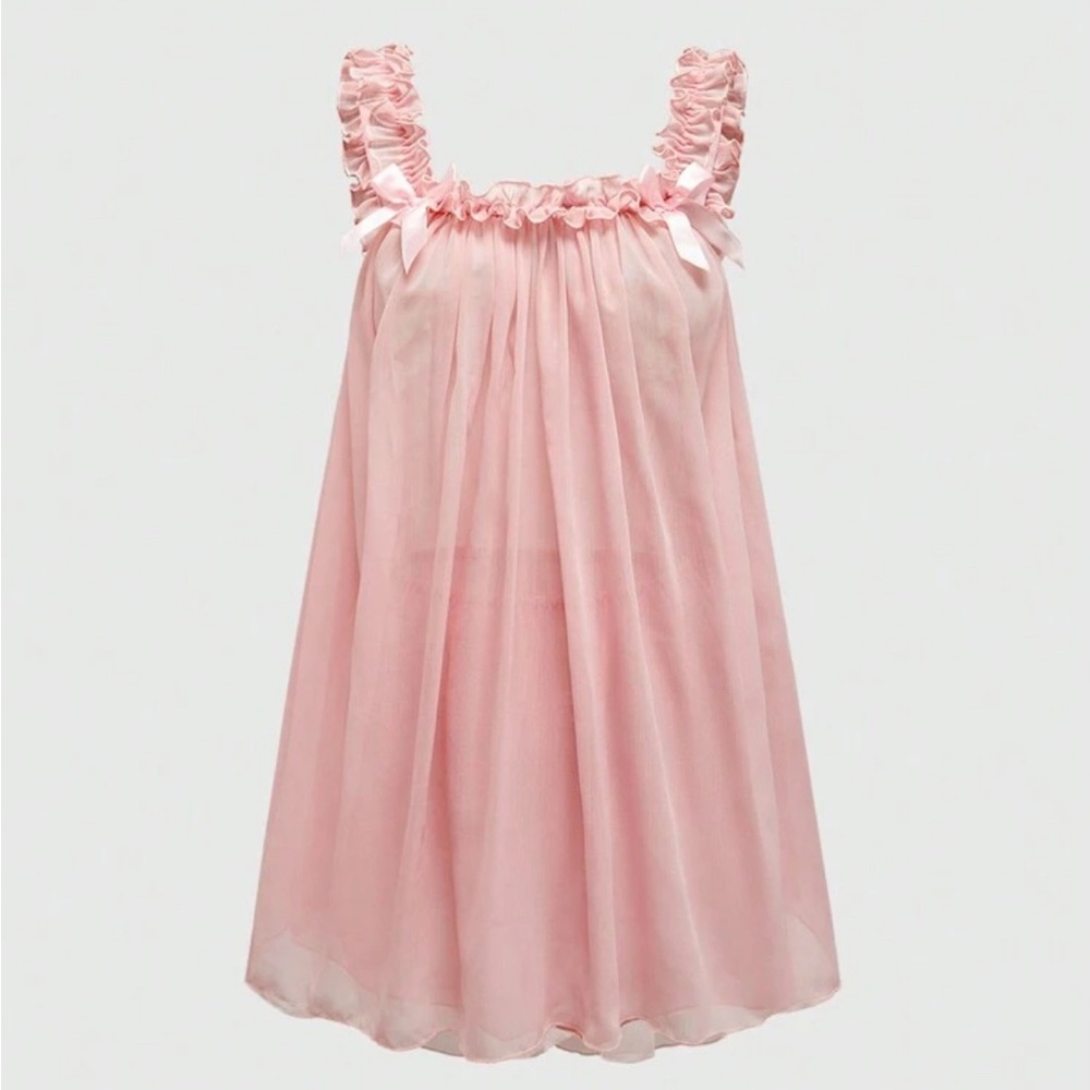 ROMWE Soft Pink Ruffled Chemise